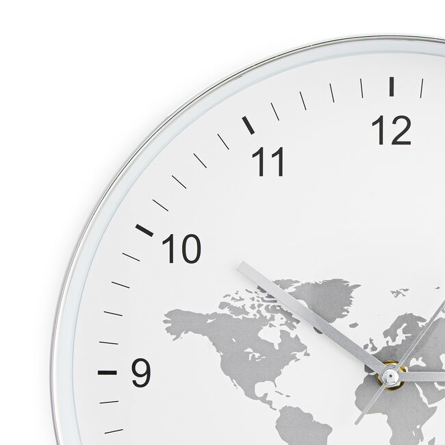 12" Grey World Map Clock